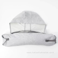 Airplane travel U-shape pillow with hood and blackout